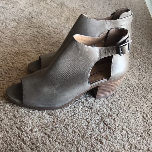 Lucky Brand Barimo Leather Toe Open Bootie Size 7.5 - Picture 3 of 11